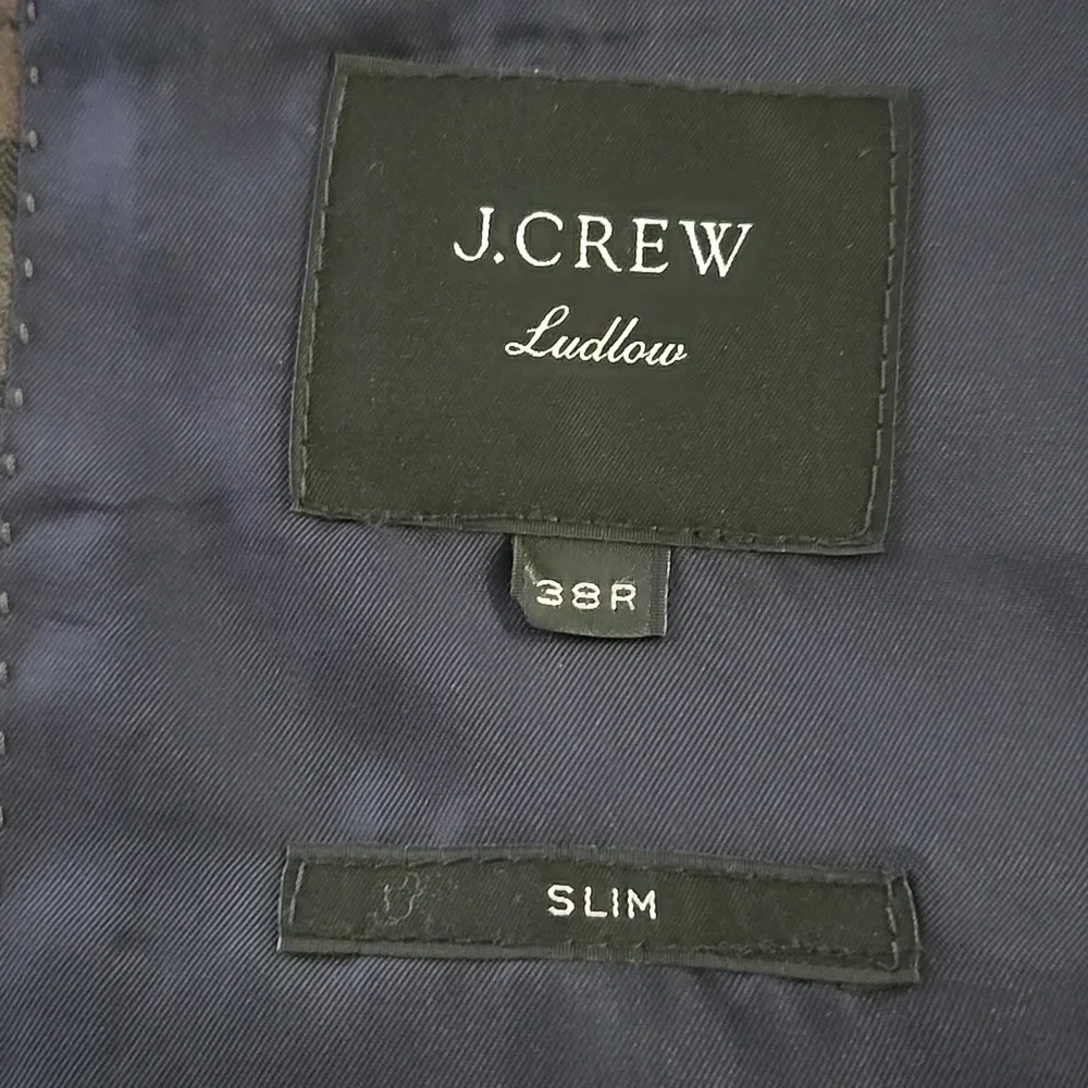 J. Crew Mens Ludlow Windowpane Slim Fit Wool Blazer‎ Jacket Size 38R Plaid